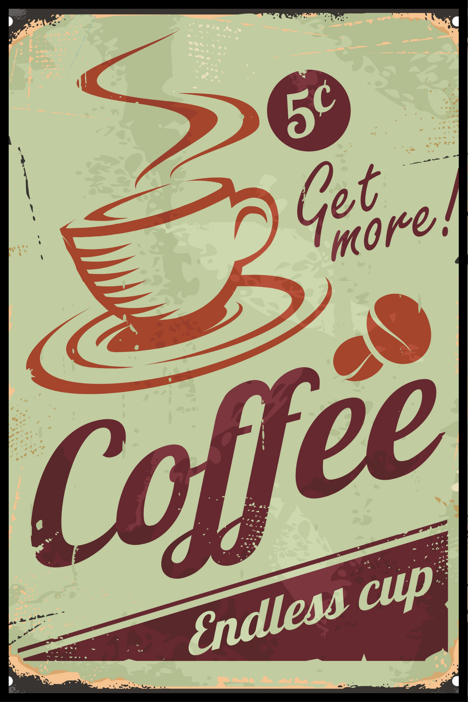 Retro kaffe tecken 2 affisch