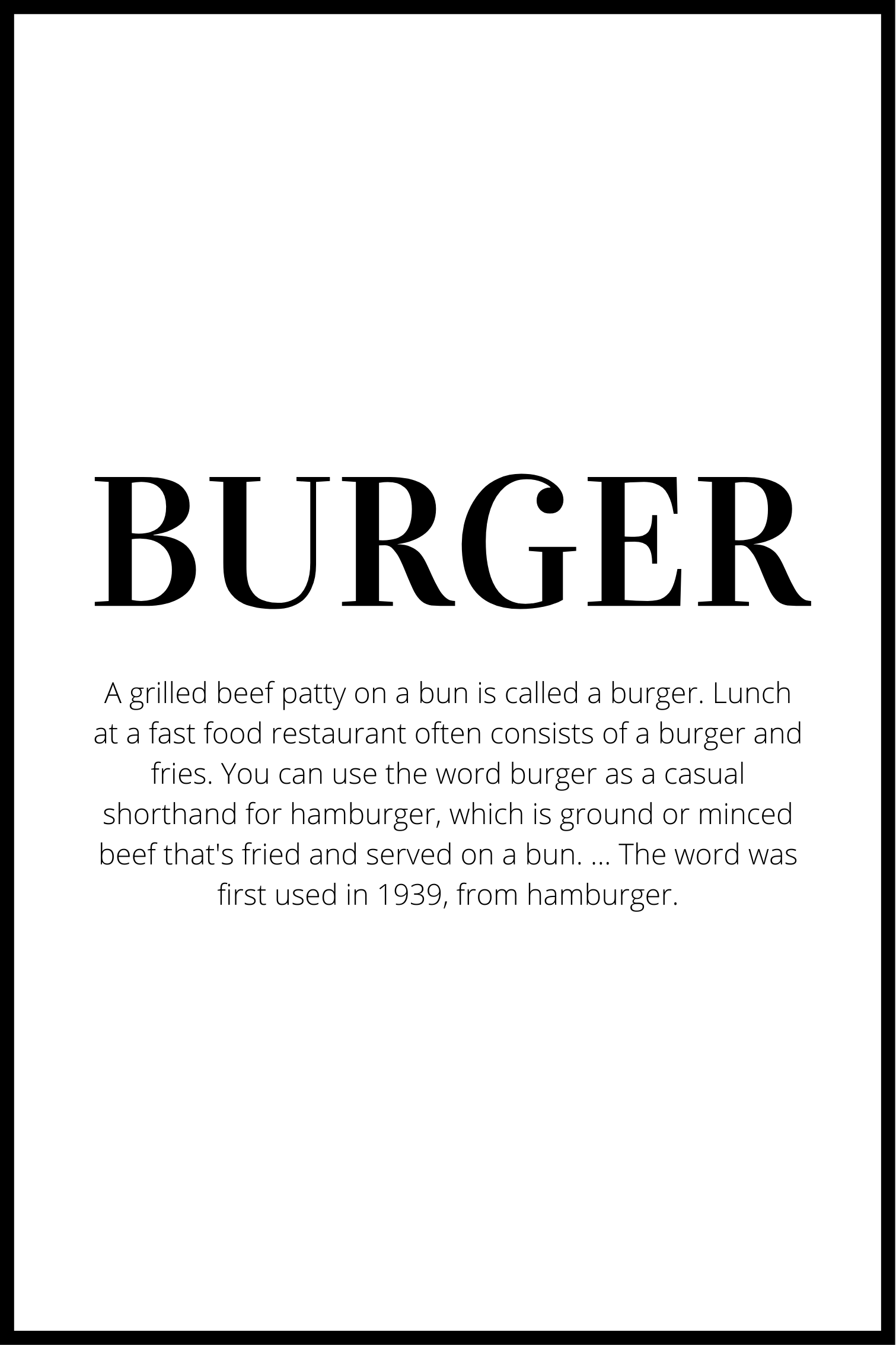 Burger definition affisch