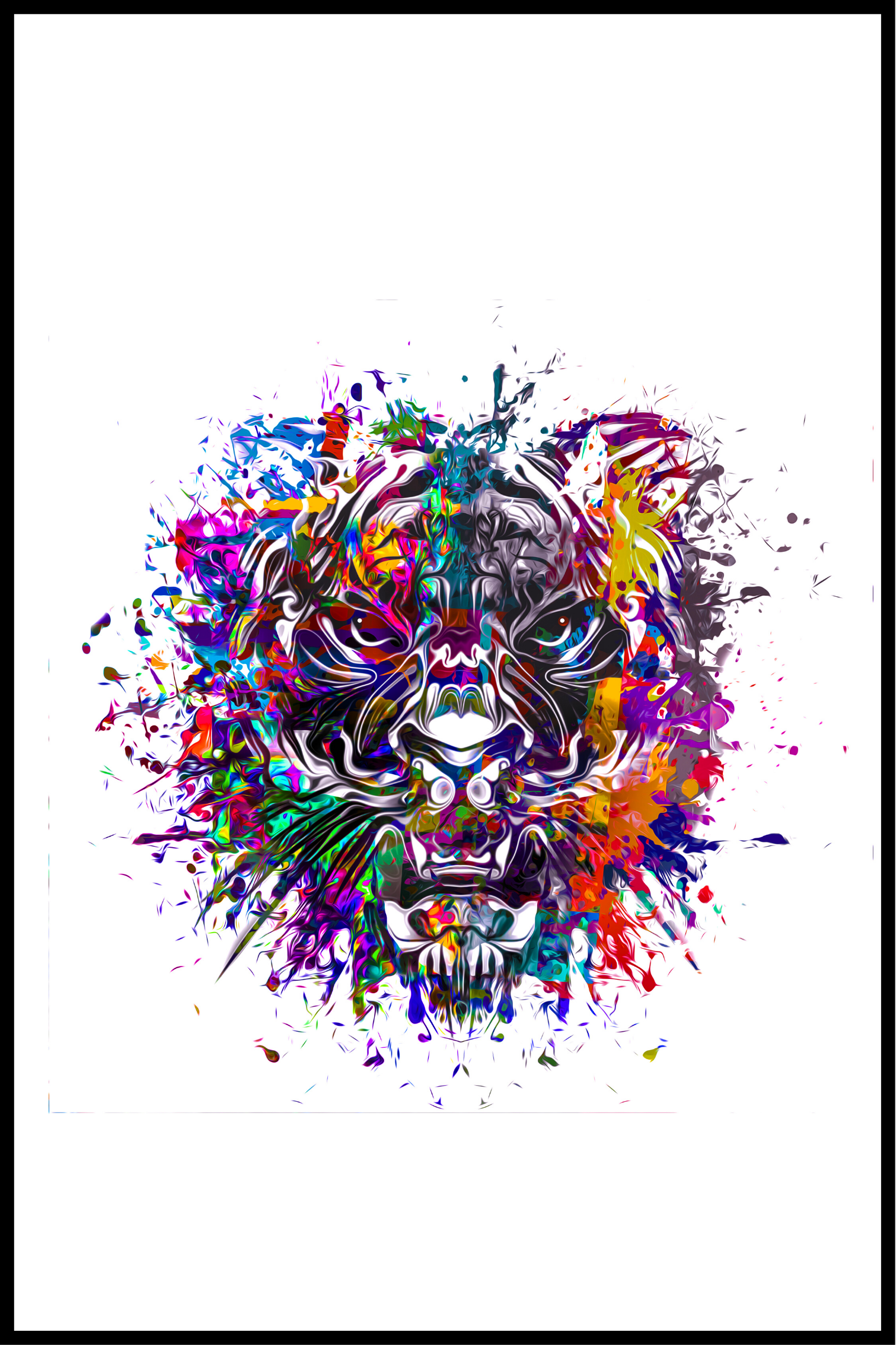 Färgad lejonhuvud affisch