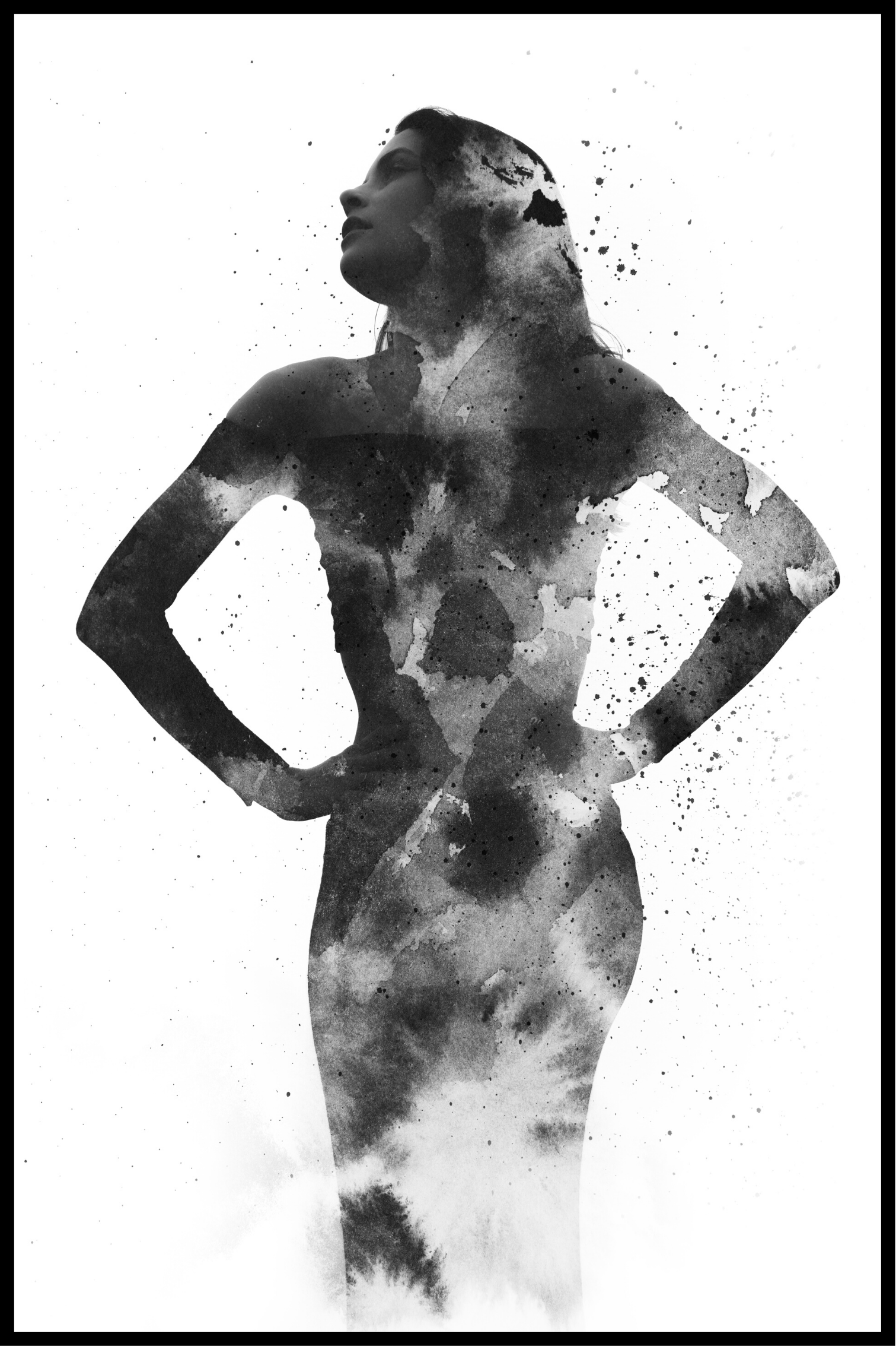 abstrakt svart och vit kvinna affisch