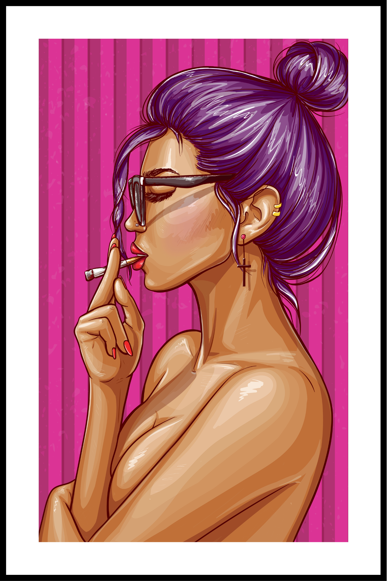 Abstrakt kvinna som röker affisch